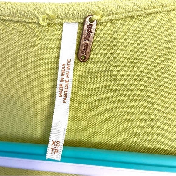 Free People Falling Water Boho Tunic in Citron Yellow Lined Pockets Embr… - Picture 4 of 11